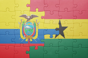 puzzle with the national flag of ghana and ecuador