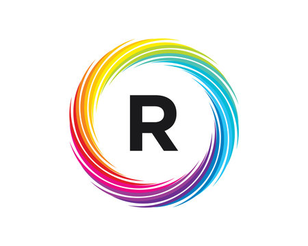 R Letter Rainbow Wave