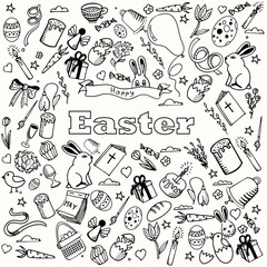 Easter coloring book design vector line art