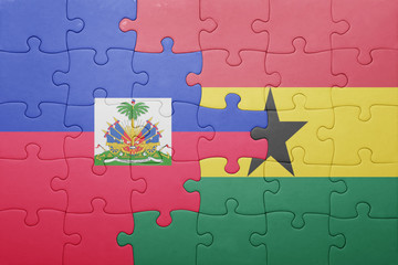 puzzle with the national flag of ghana and haiti