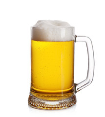 Mug of light beer, isolated on white