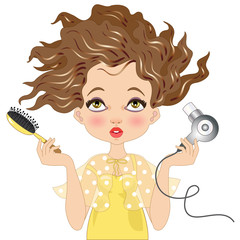 Donna Asciuga i Capelli con Spazzola e Phon