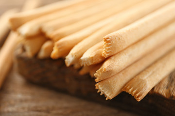 Stack of bread sticks, closeup