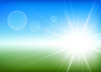 Vector green blue sunny day background