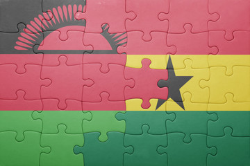 puzzle with the national flag of ghana and malawi