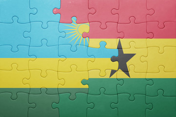 puzzle with the national flag of ghana and rwanda