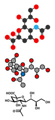 Sialic acid (N-acetylneuraminic acid, Neu5Ac, NANA) molecule.