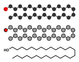 Octacosanol plant wax component molecule. long chain fatty alcohol.