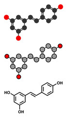 Resveratrol molecule. Present in many plants, including grapes.