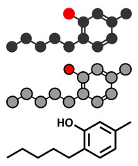 Amylmetacresol antiseptic drug molecule. 