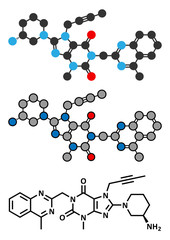 Linagliptin diabetes drug molecule
