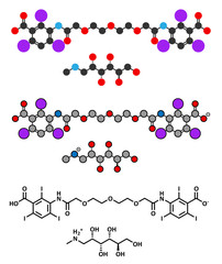 Meglumine iotroxate (iotroxic acid) contrast agent molecule.