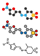 Nifurtimox antiparasitic drug molecule. 