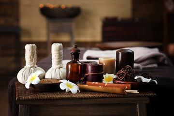 Spa massage setting, close up