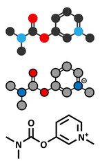 Pyridostigmine cholinesterase drug molecule. 