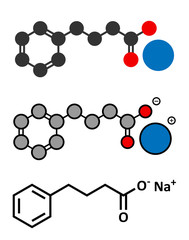 Sodium phenylbutyrate urea cycle disorders drug molecule. 