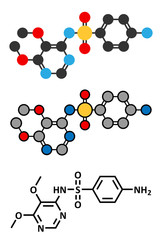 Sulfadoxine malaria drug molecule (sulfonamide class).