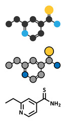 Ethionamide tuberculosis drug molecule.