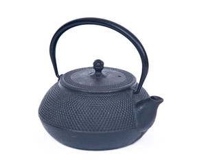 Obraz na płótnie Canvas Old cast iron tea pot separated on white background