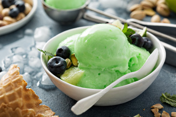 Green refreshing lime pistachio  ice cream