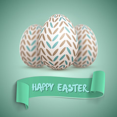Realistic Happy Easter Vector Easter Egg Set. Painted Vector Egg