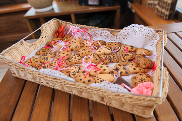tray with cookies in form of heart