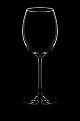 Wine glass on black background
