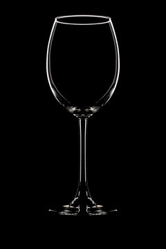 Wine glass on black background