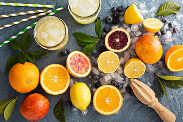 Making citrus smoothies and drinks