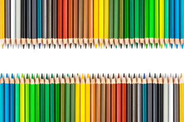 Colour pencils isolated on white background