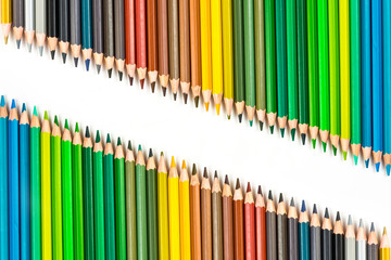 Colour pencils isolated on white background