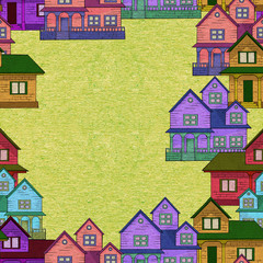 Seamless repeated pattern with colorful cozy house