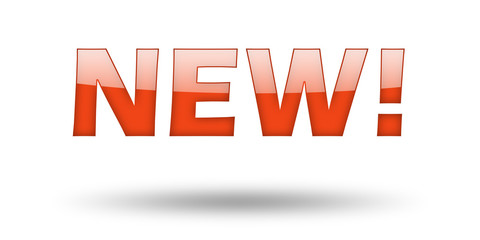 Text NEW with red letters and shadow. 