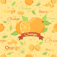 Seamless pattern illustration of orange fruit in orange background.