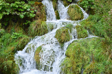 Beautiful waterfall on Plitvice Lake