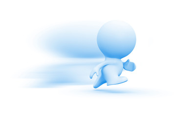 running blue 3d human with motion blur