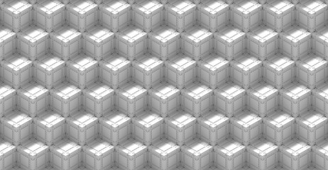 abstract 3d background pattern made of an array of white tech cubes (seamless)