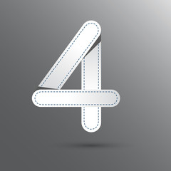 Number Four with white and gray color . Vector design template e
