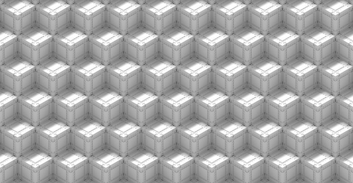abstract 3d background pattern made of an array of white tech cubes (seamless) © dottedyeti
