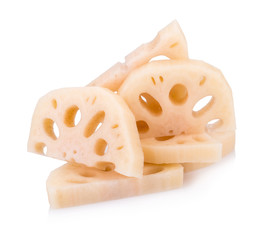 Lotus root on white background