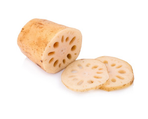 Lotus root on white background
