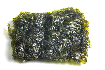 Dry roasted seaweed isolated on white background
