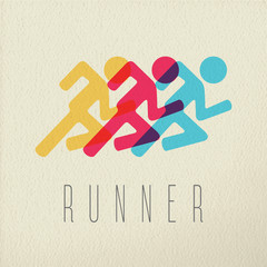 Runner fitness people concept icon color design