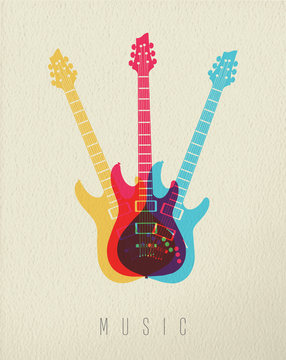Music concept icon electric guitar color design