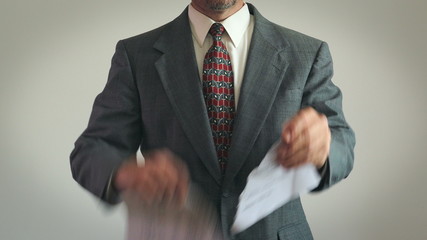 4K: Businessman Rips Up Official Document - Powered by Adobe