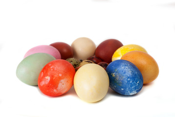 Fototapeta na wymiar A colored chicken eggs for celebration of Easter