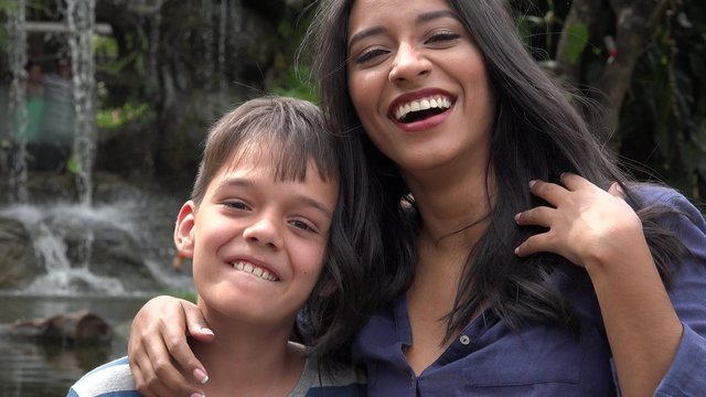 Single Mother And Son Acting Silly