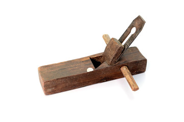 Old wooden jointer isolated on white background