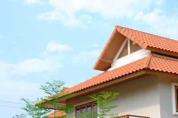 gable roof of tropical house