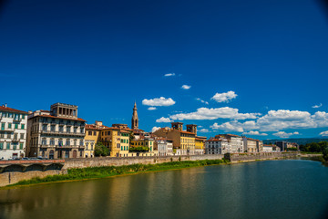 Florence, Italy. Beautiful cityscape image with red roofs of renaissance and medieval architecture.
